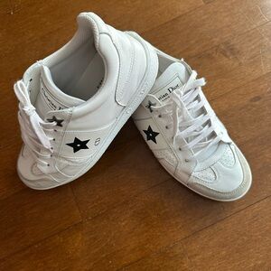 Christian Dior  White Leather Sneakers with Black Stars
